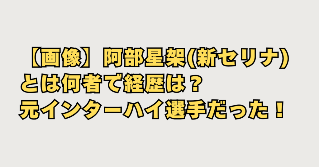 阿部星架は何者