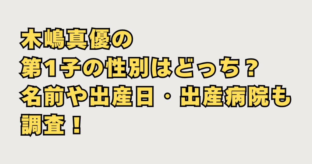 木嶋真優の第1子の性別