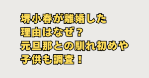 堺小春が離婚