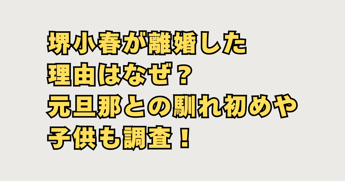 堺小春が離婚